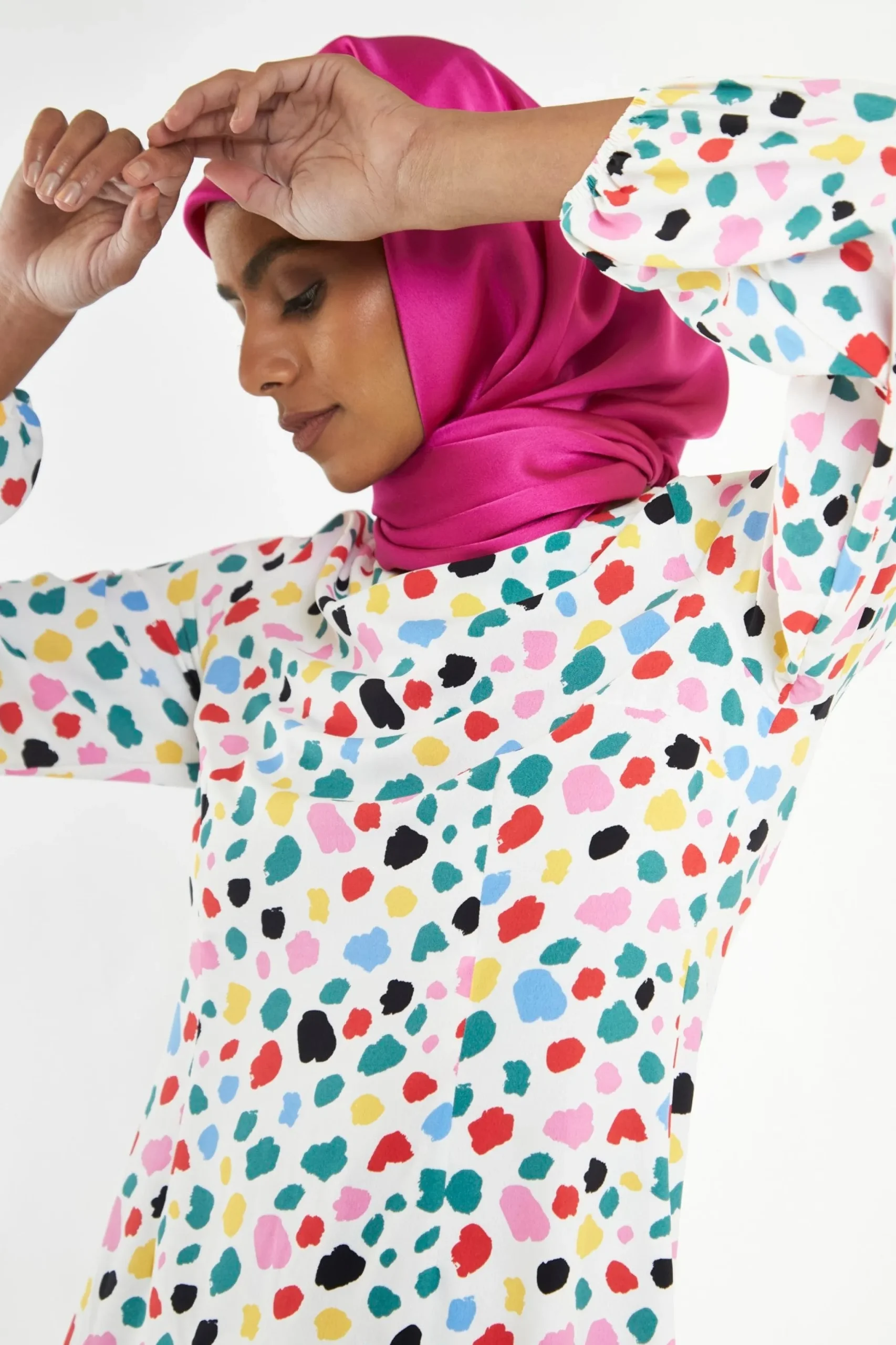 Glamorous Best Dressed Guest|Day Dresses|Abstract Spot Long-Sleeve Midi-Dress -