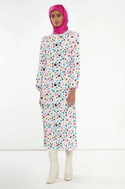 Glamorous Best Dressed Guest|Day Dresses|Abstract Spot Long-Sleeve Midi-Dress -