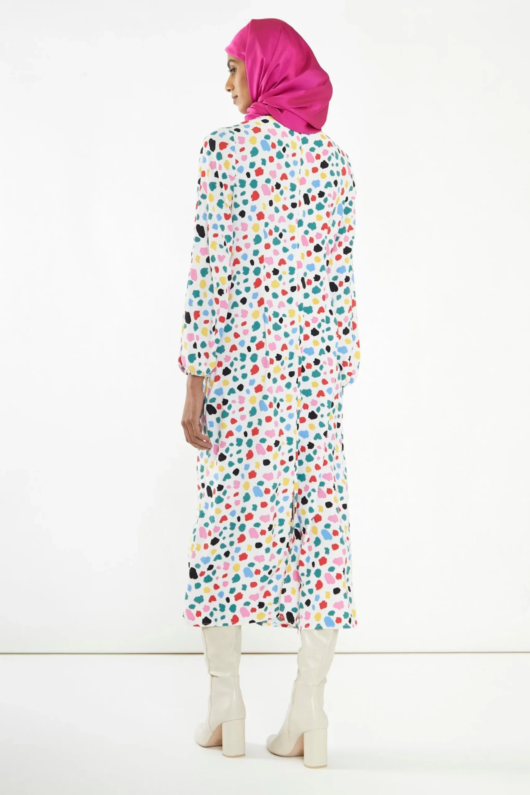 Glamorous Best Dressed Guest|Day Dresses|Abstract Spot Long-Sleeve Midi-Dress -