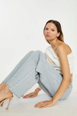 Glamorous Chic Escapes|Ripped & Distressed Jeans|Authentic-Bleach-Wash Distressed Wide Leg Jeans -