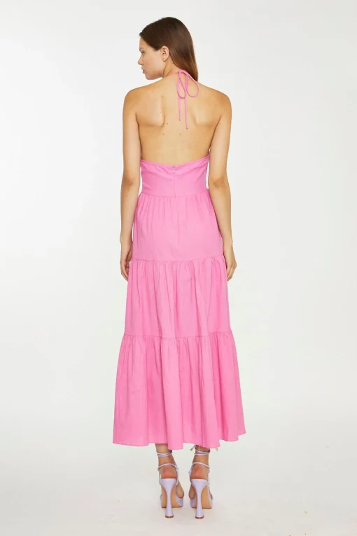 Glamorous Graduation|Best Dressed Guest|Azelea Halter-Neck Tiered Midi Dress -