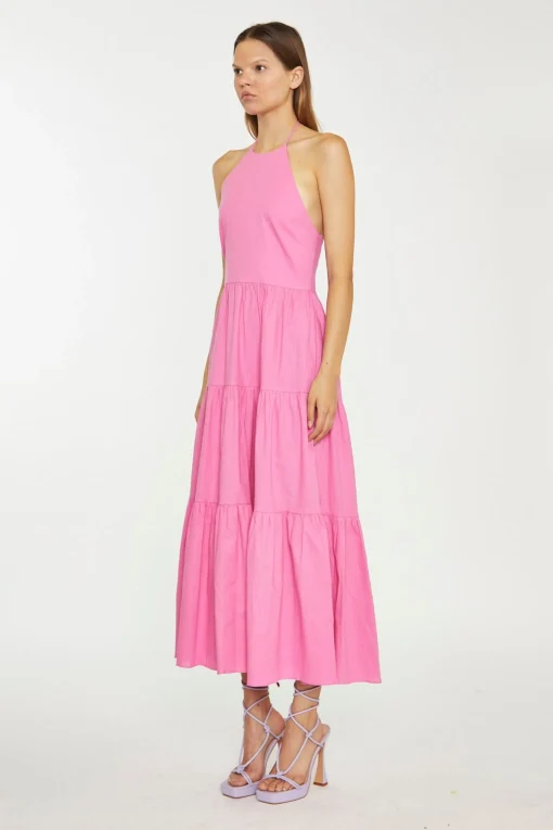 Glamorous Graduation|Best Dressed Guest|Azelea Halter-Neck Tiered Midi Dress -