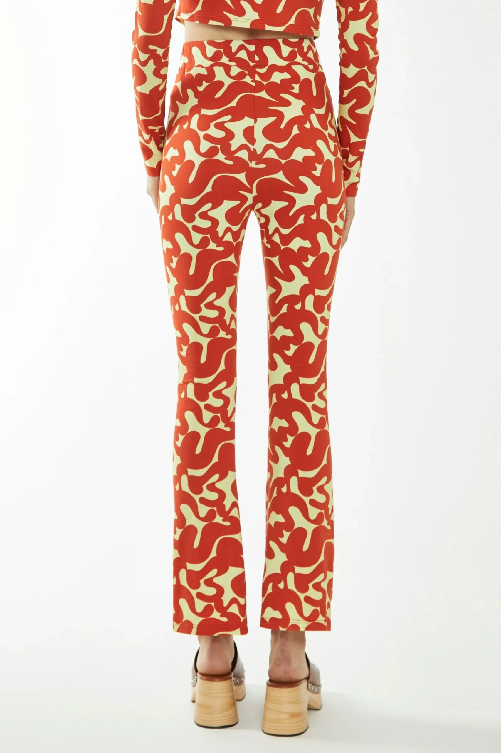Glamorous Jet Setter|Glamorous Care: Our Sustainable Collection|Banana-Orange Squiggle Jersey Flared Trousers -