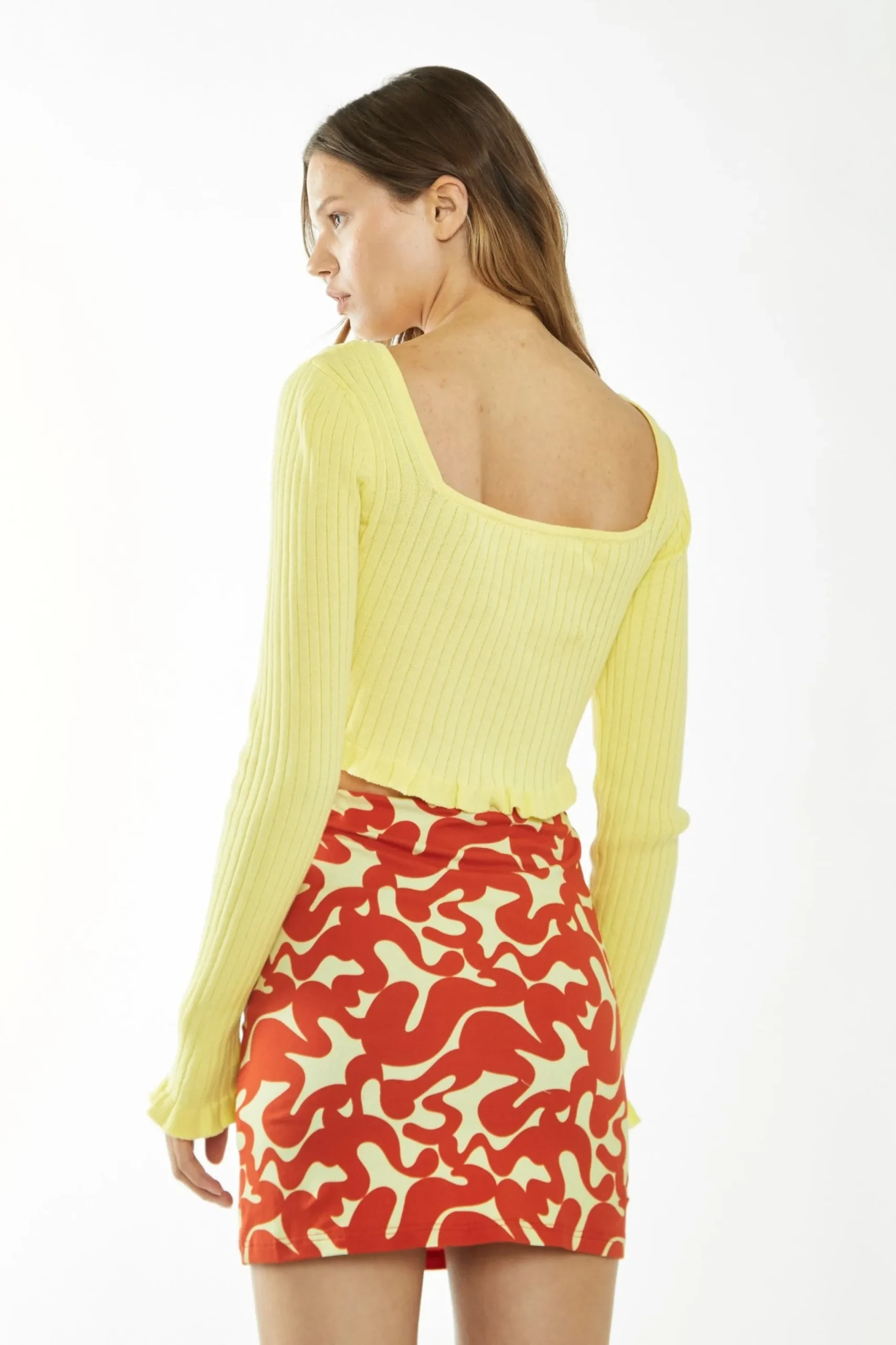 Glamorous Glamorous Care: Our Sustainable Collection|Crops, Corsets & Bodysuits|Banana-Yellow Square Neck Crop Top -