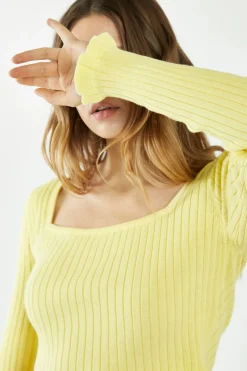 Glamorous Glamorous Care: Our Sustainable Collection|Crops, Corsets & Bodysuits|Banana-Yellow Square Neck Crop Top -