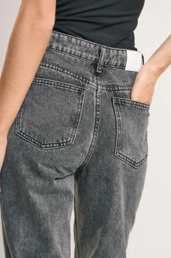 Glamorous Straight Leg Jeans|Black Acid-Wash Straight Leg Jeans -
