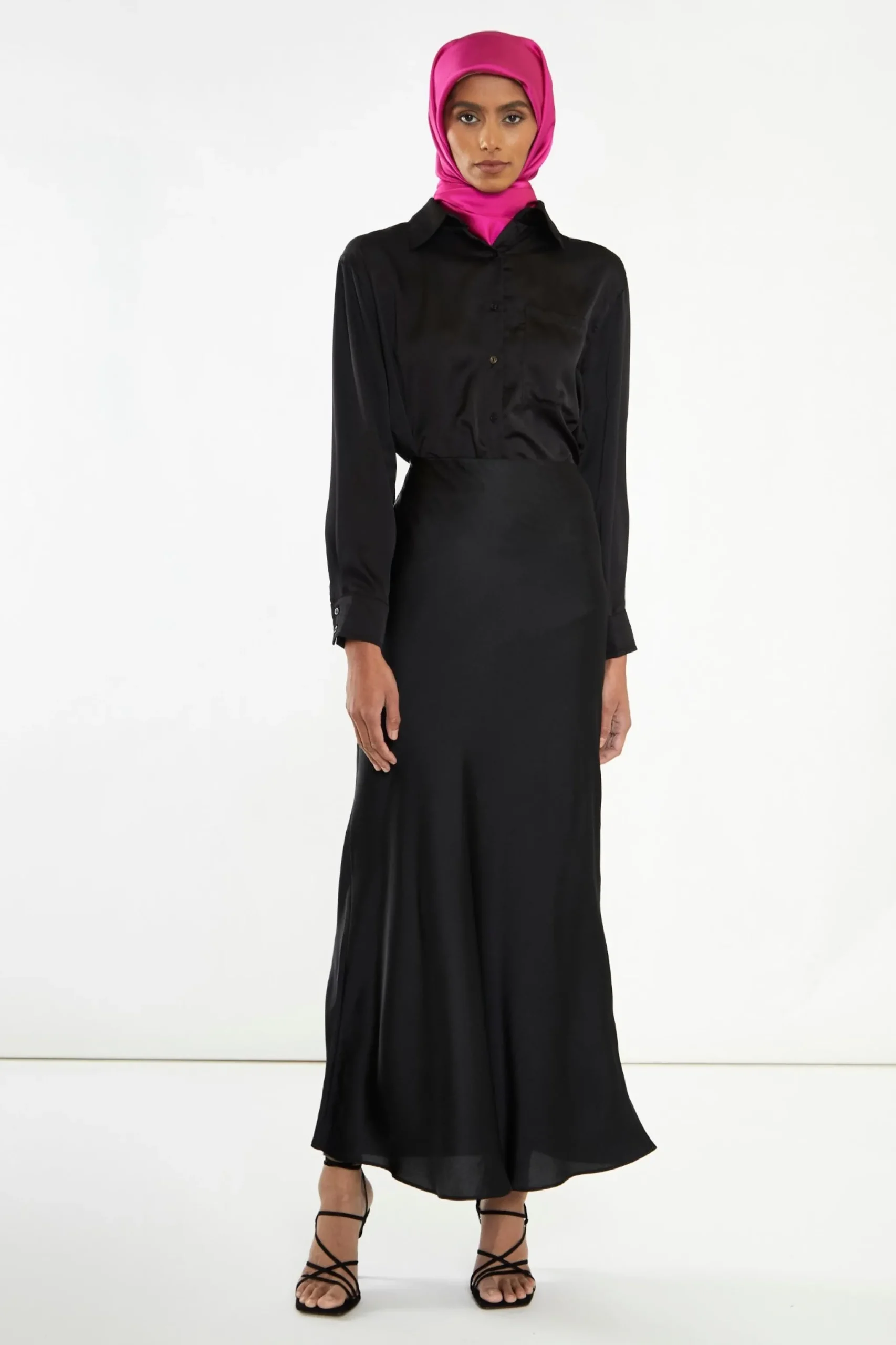 Glamorous Best Dressed Guest|Going Out Skirts|Black Bias-Cut Maxi-skirt -