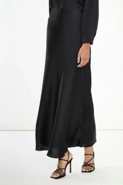 Glamorous Best Dressed Guest|Going Out Skirts|Black Bias-Cut Maxi-skirt -
