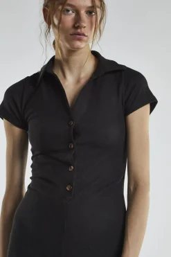 Glamorous Playsuits|Black Button-Front Playsuit -