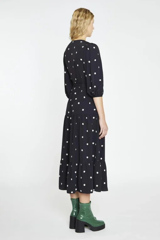 Glamorous Midi & Midaxi Dresses|Midi & Midaxi Dresses|Black Daisy V-Neck Wrap Midi-Dress -
