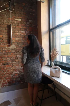 Glamorous Day Dresses|Party Dresses|Black Dalmatian-Spot Midi-Dress -