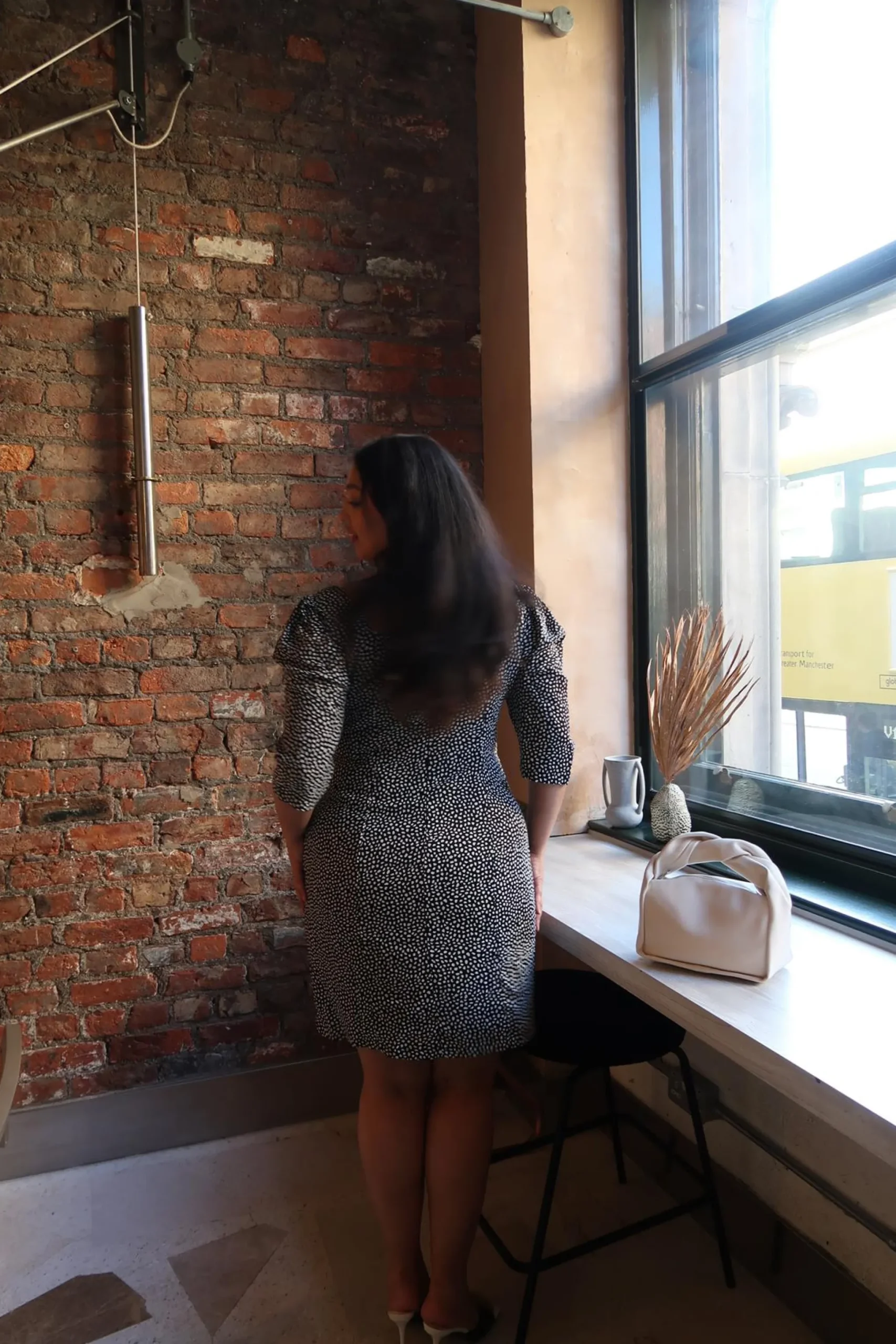 Glamorous Day Dresses|Party Dresses|Black Dalmatian-Spot Midi-Dress -