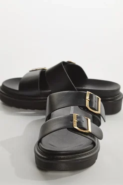 Glamorous Sandals|Black Double-Strap Sandals -