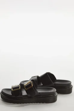 Glamorous Sandals|Black Double-Strap Sandals -