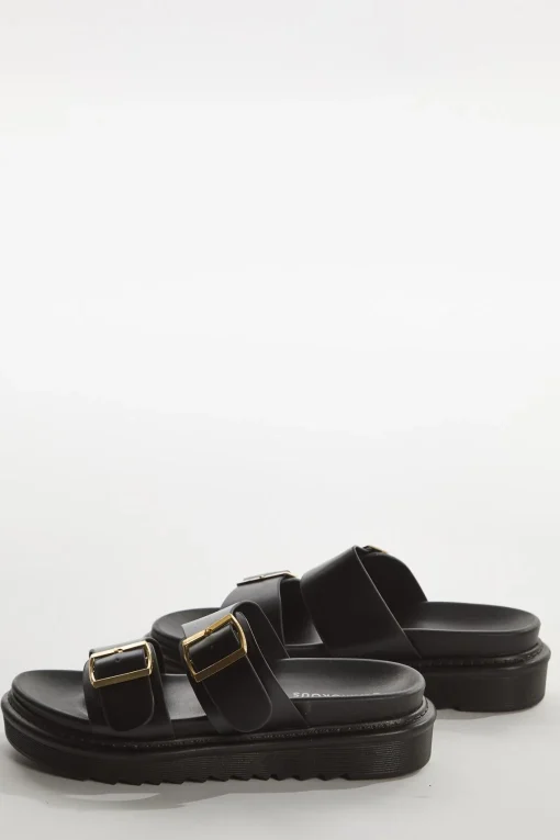Glamorous Sandals|Black Double-Strap Sandals -