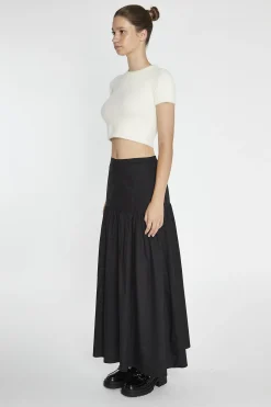 Glamorous Maxi Skirts|Black Dropped Waist Maxi-Skirt -
