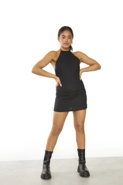 Glamorous Day Dresses|Party Dresses|Black Halterneck Mini-Dress -