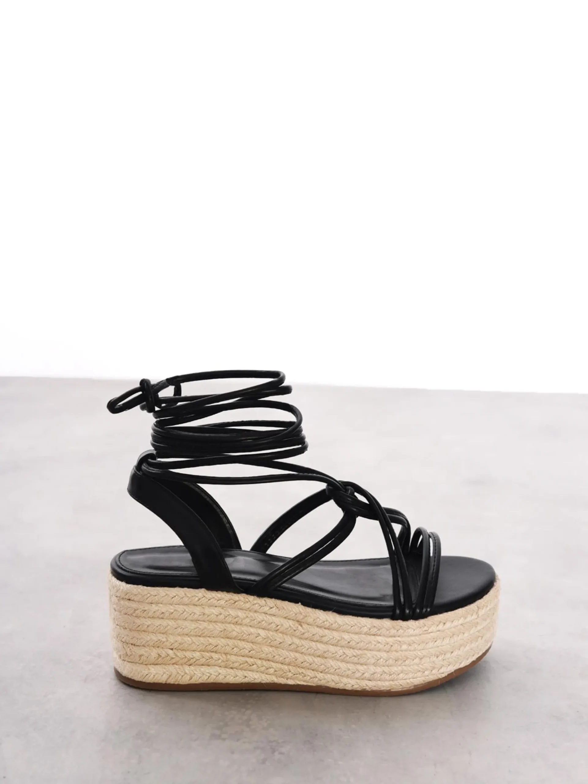 Glamorous Sandals|Black Lace Up Sandals -