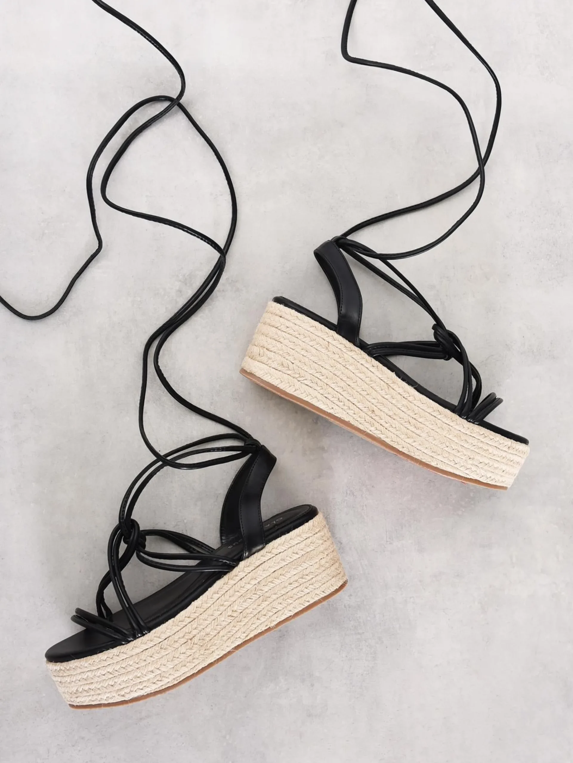 Glamorous Sandals|Black Lace Up Sandals -