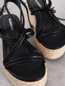 Glamorous Sandals|Black Lace Up Sandals -