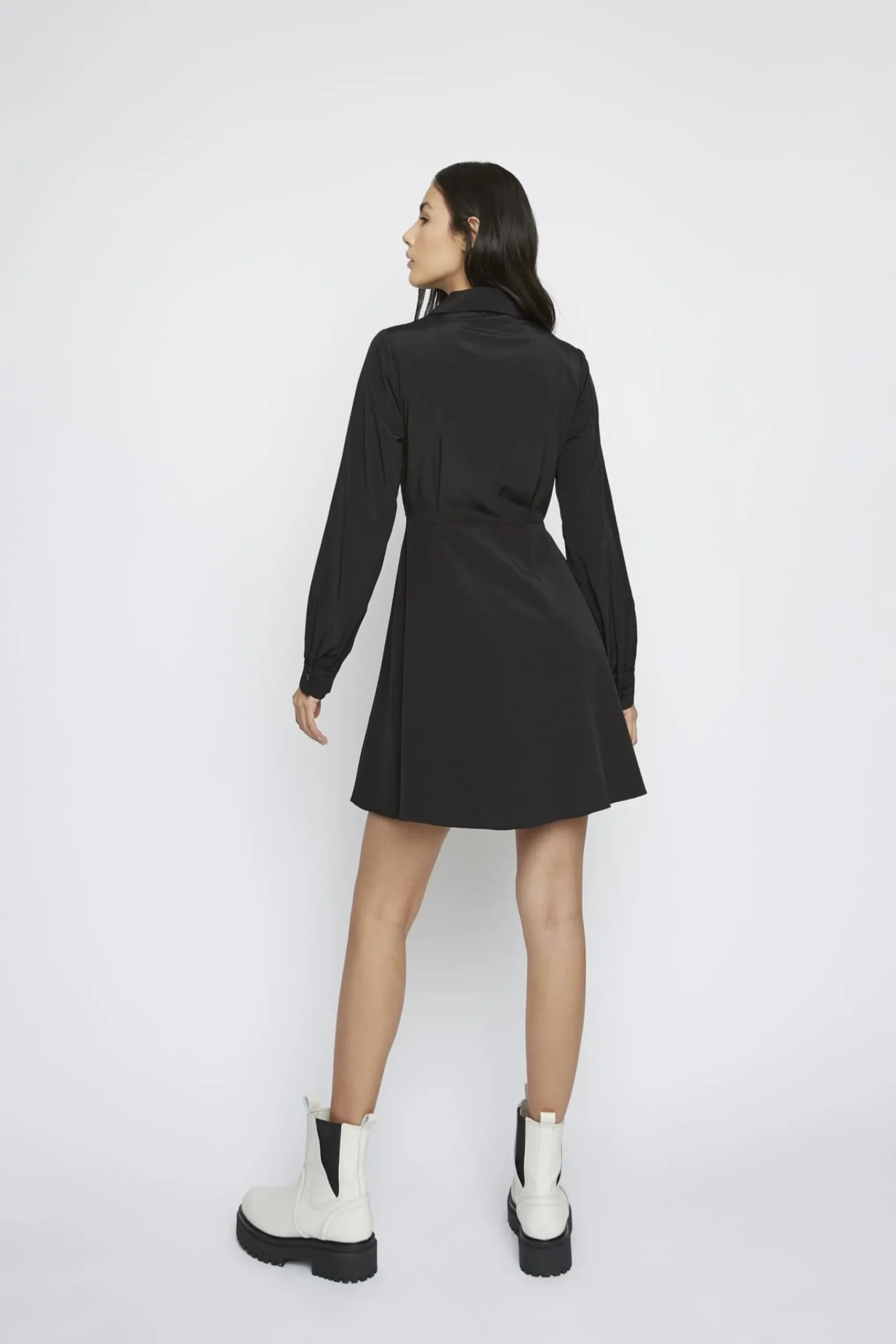 Glamorous Day Dresses|Mini Dresses|Black Long-Sleeve V-Neck Mini-Dress -