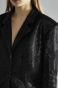 Glamorous Glamorous Studio|Co-ords|Black Metallic-Sequin Oversized-Blazer -