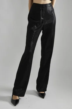 Glamorous Co-ords|Glamorous Studio|Black Metallic-Sequin Slim-Fit Trousers -