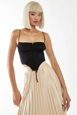 Glamorous Best Dressed Guest|Go To Partywear|Black Milkmaid Corset Top -