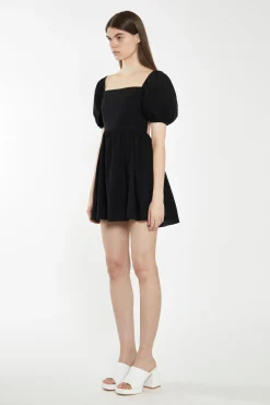 Glamorous Best Dressed Guest|Chic Escapes|Black Open-Back Babydoll Mini Dress -