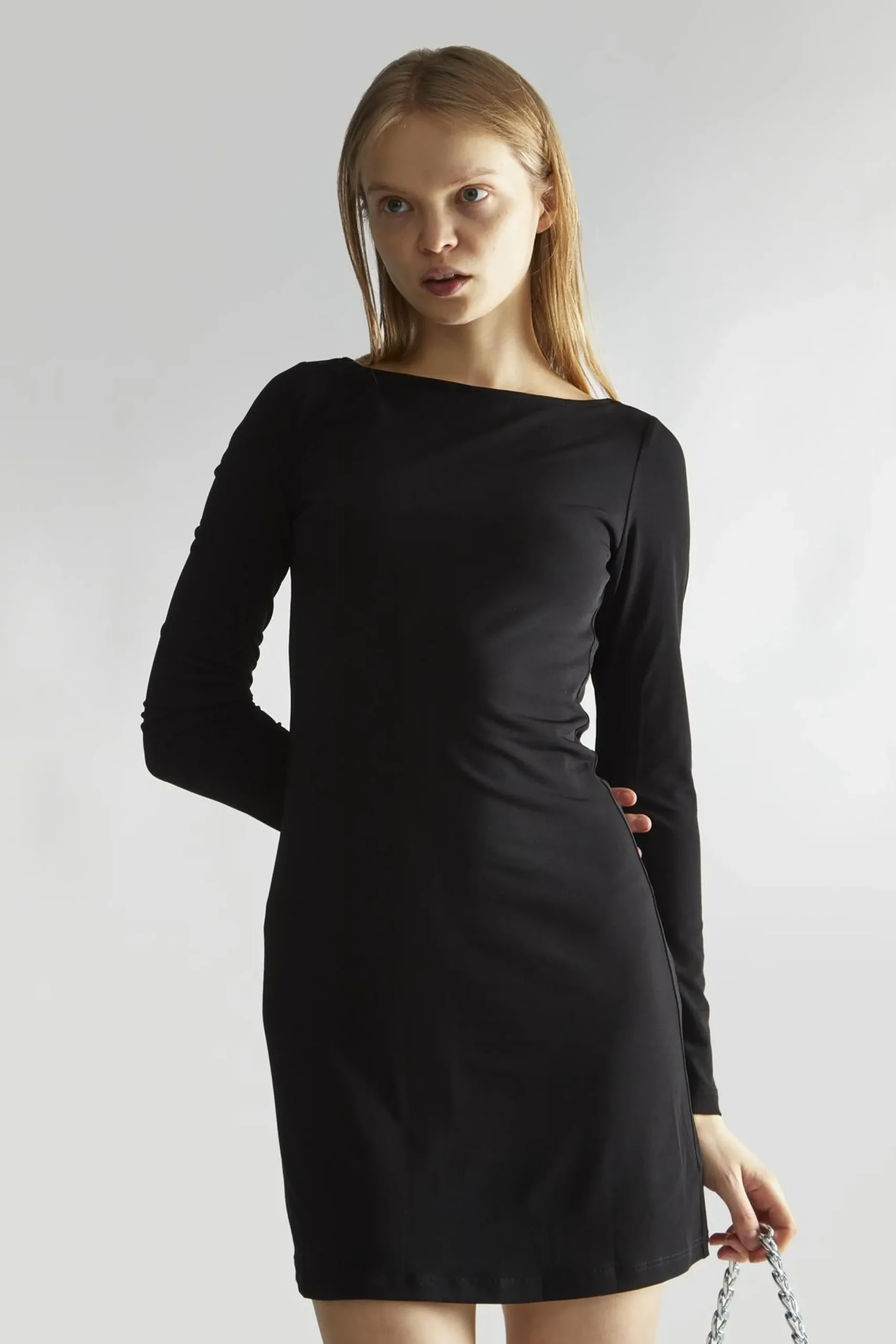 Glamorous Day Dresses|Party Dresses|Black Open-Back Mini-Dress -