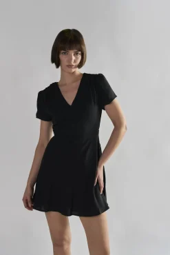 Glamorous Day Dresses|Mini Dresses|Black V-Neck Mini-Dresses -