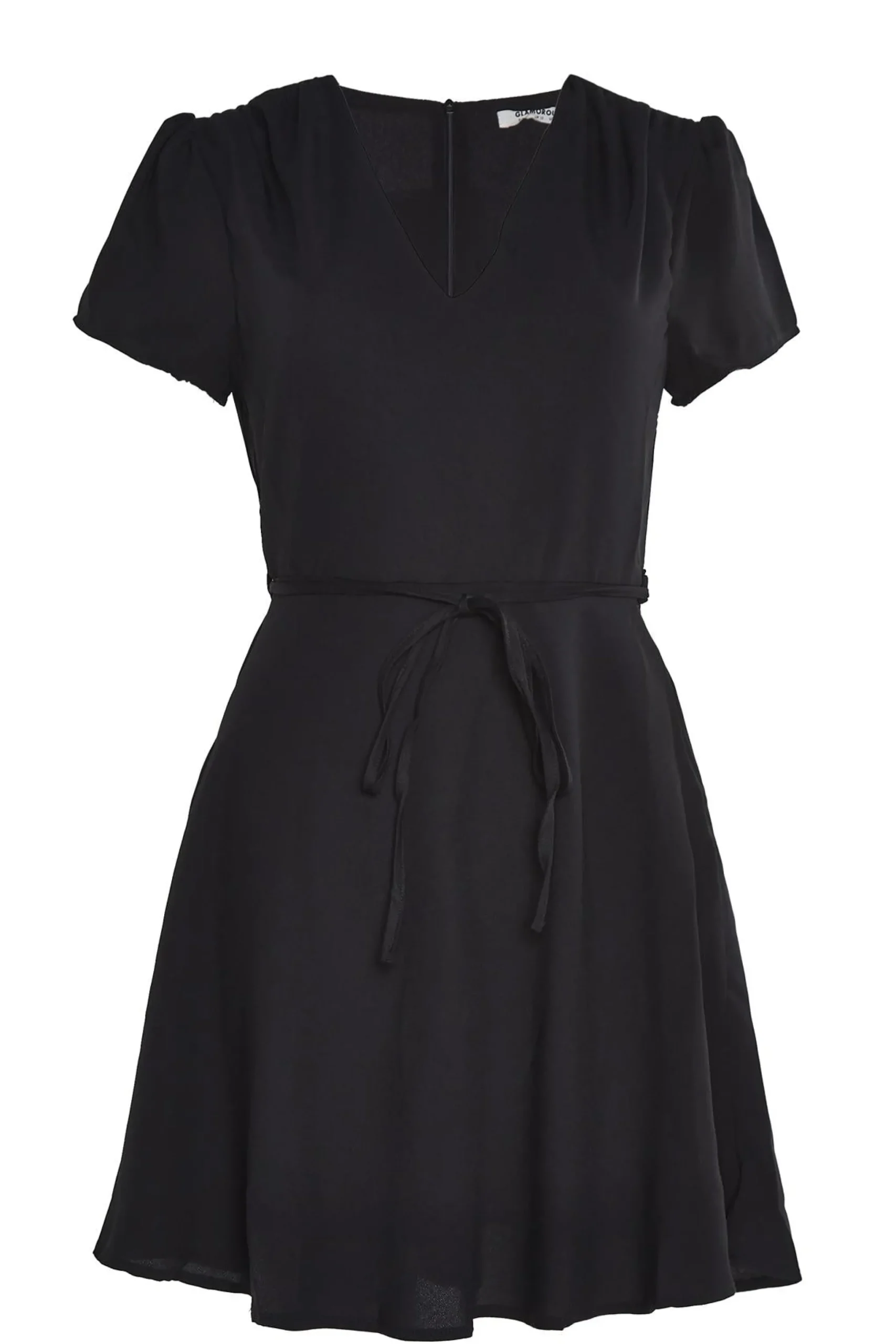 Glamorous Day Dresses|Mini Dresses|Black V-Neck Mini-Dresses -