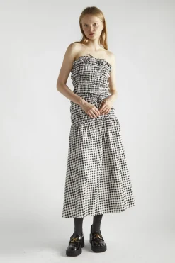 Glamorous Crops, Corsets & Bodysuits|Black White Gingham-Print Bardot Crop-Top -