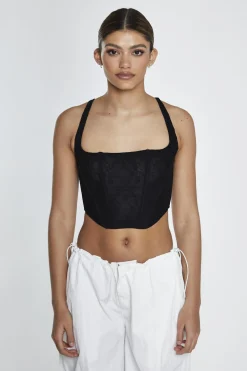 Glamorous Going Out Tops|Crops, Corsets & Bodysuits|Black-Lace Corset Crop-Top -