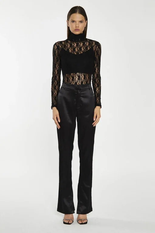 Glamorous Crops, Corsets & Bodysuits|Black-Lace High-Neck Bodysuit -