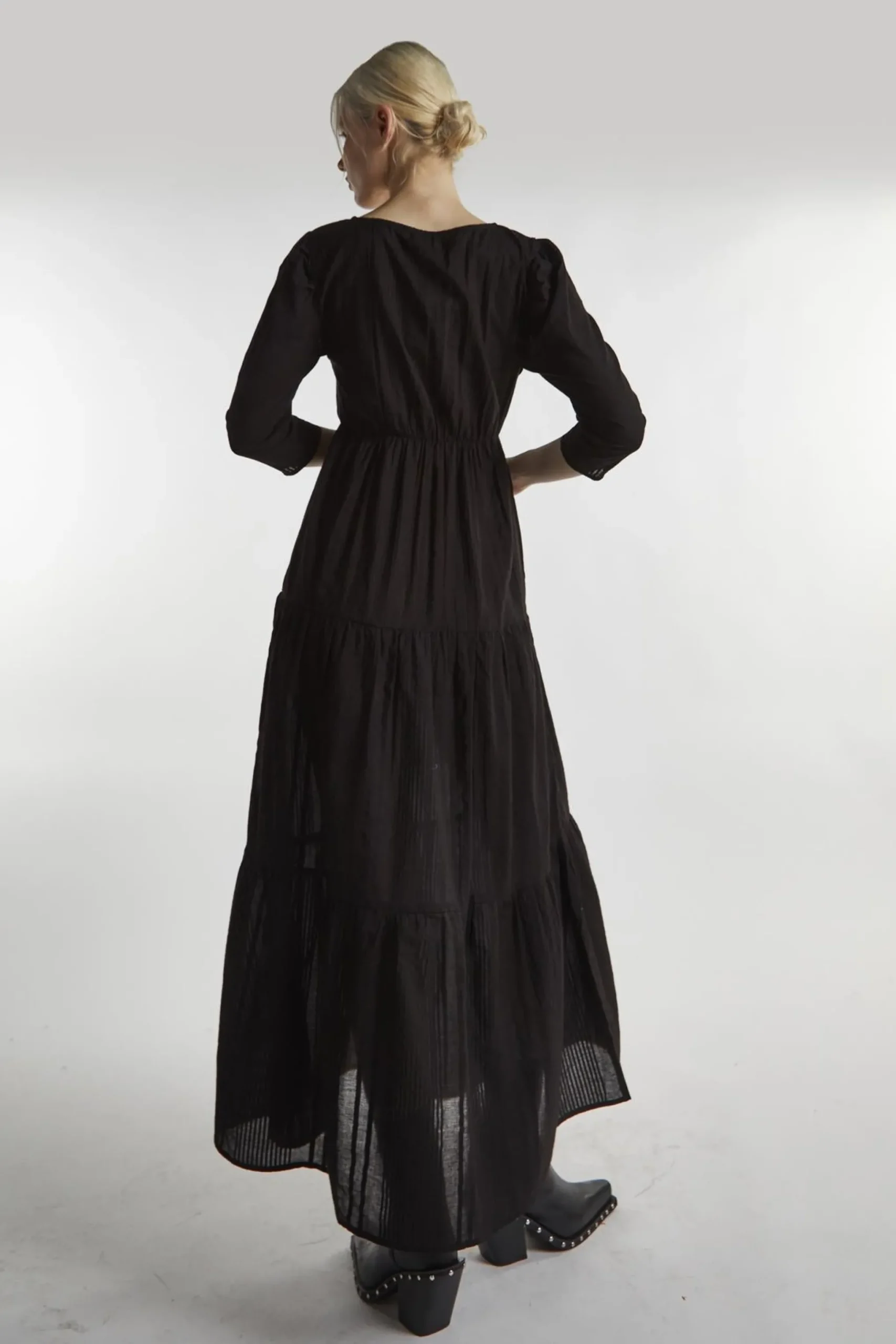 Glamorous Day Dresses|Maxi Dresses|Black-Linen Cut-Out Maxi-Dress -