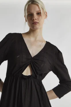 Glamorous Day Dresses|Maxi Dresses|Black-Linen Cut-Out Maxi-Dress -