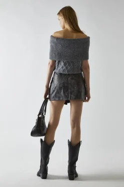 Glamorous Mini Skirts|Black-Marble PU Wrap Cargo Mini-Skirt -