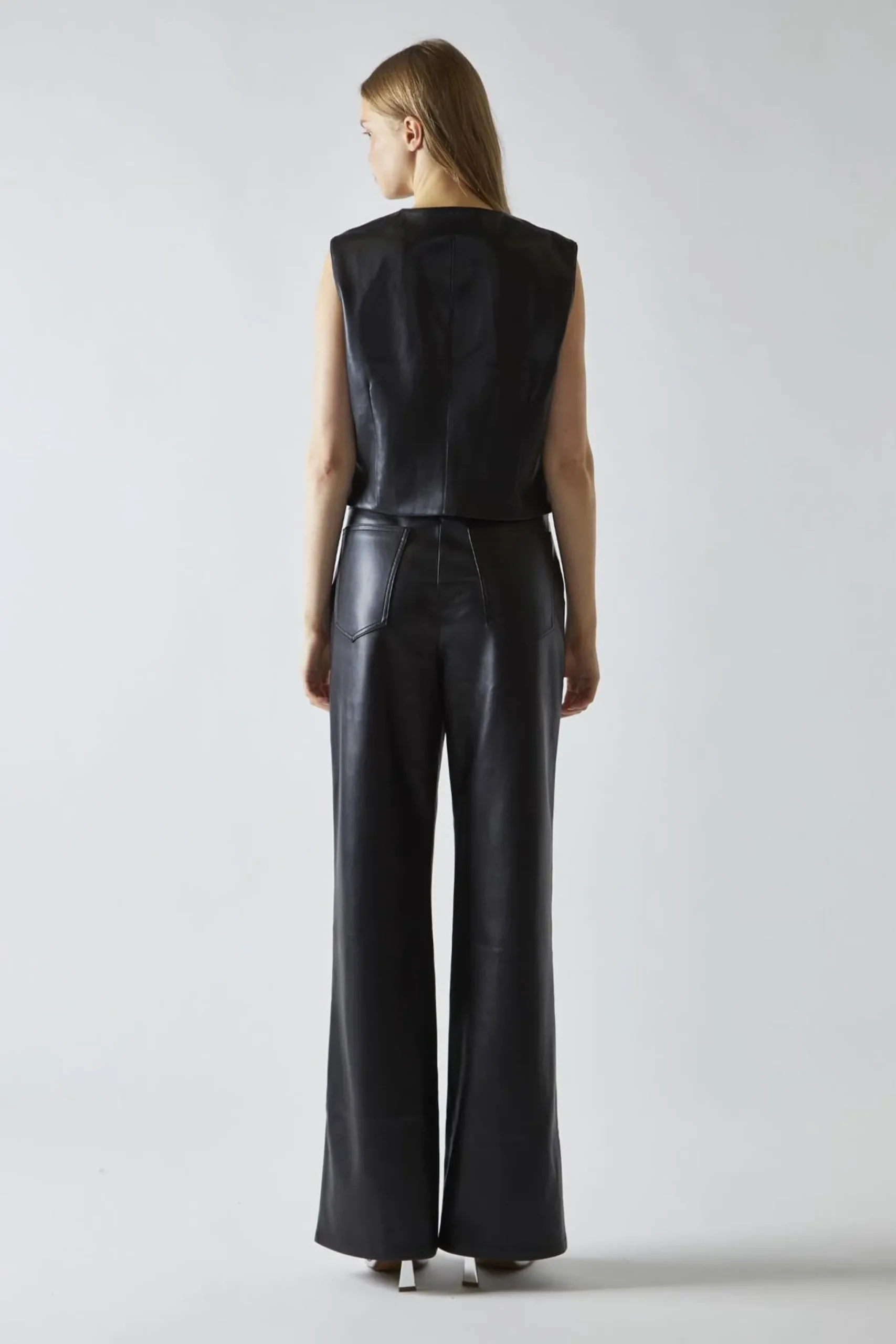 Glamorous Co-ords|Flares|Black-PU Flared-Trousers -