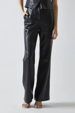Glamorous Co-ords|Flares|Black-PU Flared-Trousers -