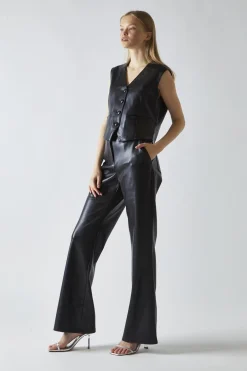 Glamorous Co-ords|Flares|Black-PU Flared-Trousers -