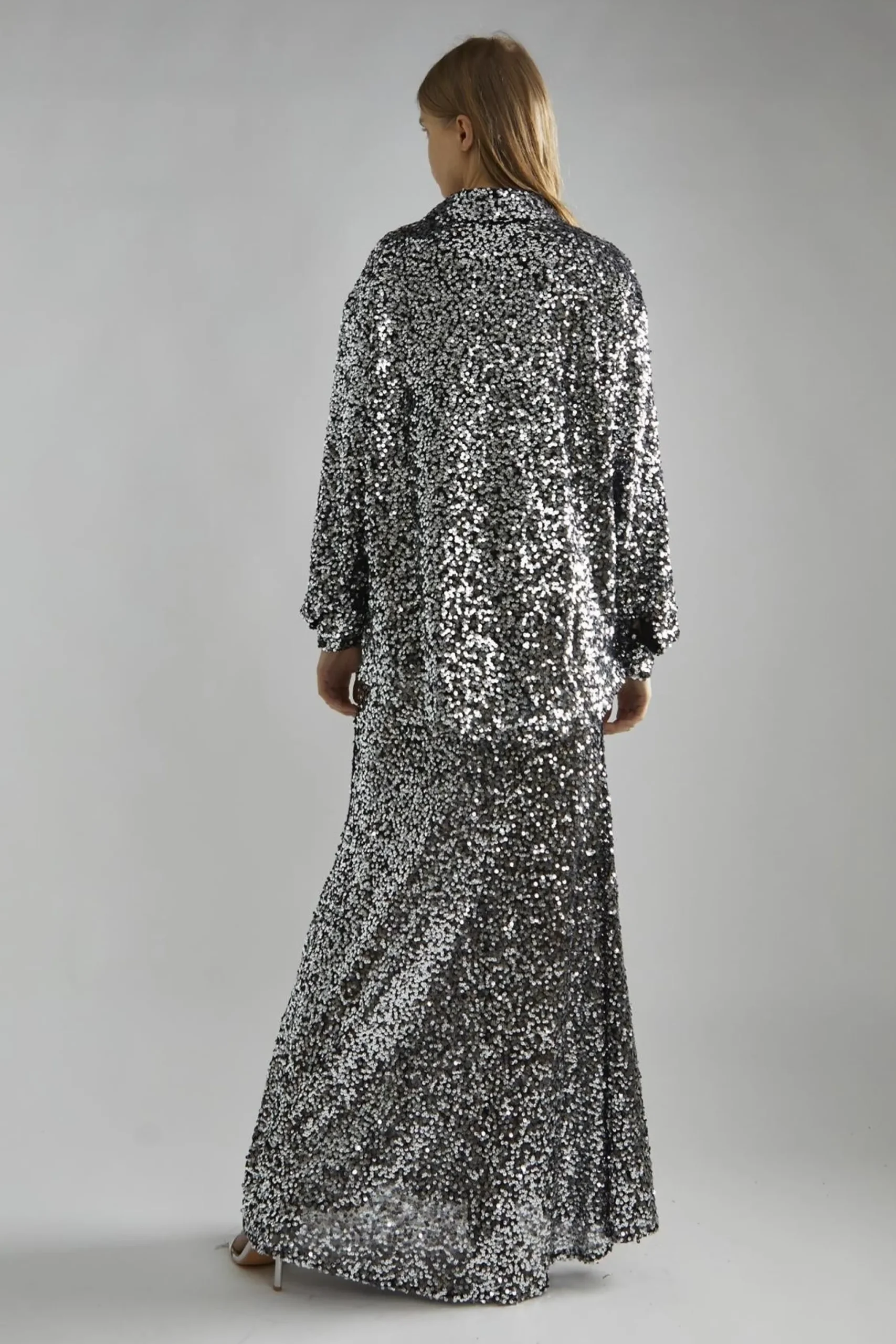 Glamorous Going Out Tops|Glamorous Studio|Black-Silver Sequin Loose-Fit Shirt -