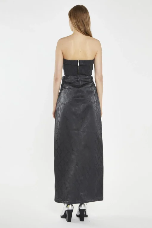 Glamorous Going Out Skirts|Co-ords|Black-Snake PU Centre-Split Midi-Skirt -