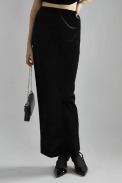 Glamorous Going Out Skirts|Glamorous Studio|Black-Velvet Maxi-Skirt -