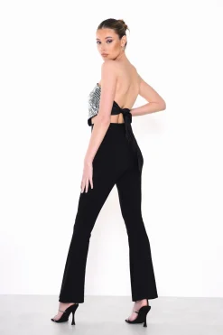Glamorous Going Out Tops|Crops, Corsets & Bodysuits|Black-White Sequin Strapless Corset-Top -