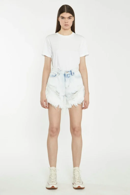 Glamorous Chic Escapes|Denim Shorts|Bleach Acid Distressed Denim Shorts -