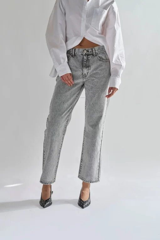 Glamorous Straight Leg Jeans|Bleach-Acid Black Straight Jeans -