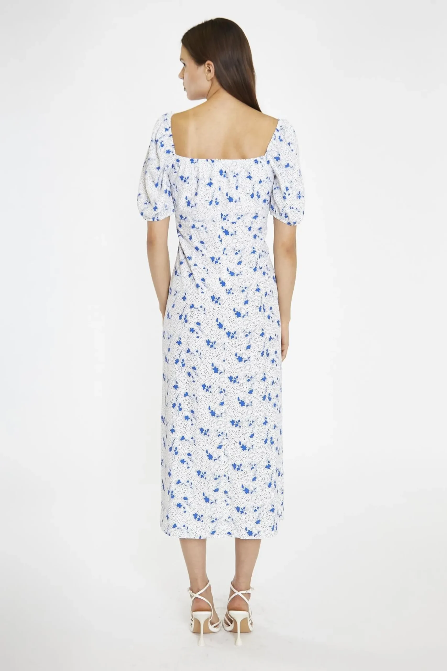 Glamorous Day Dresses|Midi & Midaxi Dresses|Blue Dot Vintage Floral Milkmaid Midi-Dress -