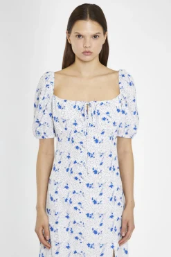 Glamorous Day Dresses|Midi & Midaxi Dresses|Blue Dot Vintage Floral Milkmaid Midi-Dress -