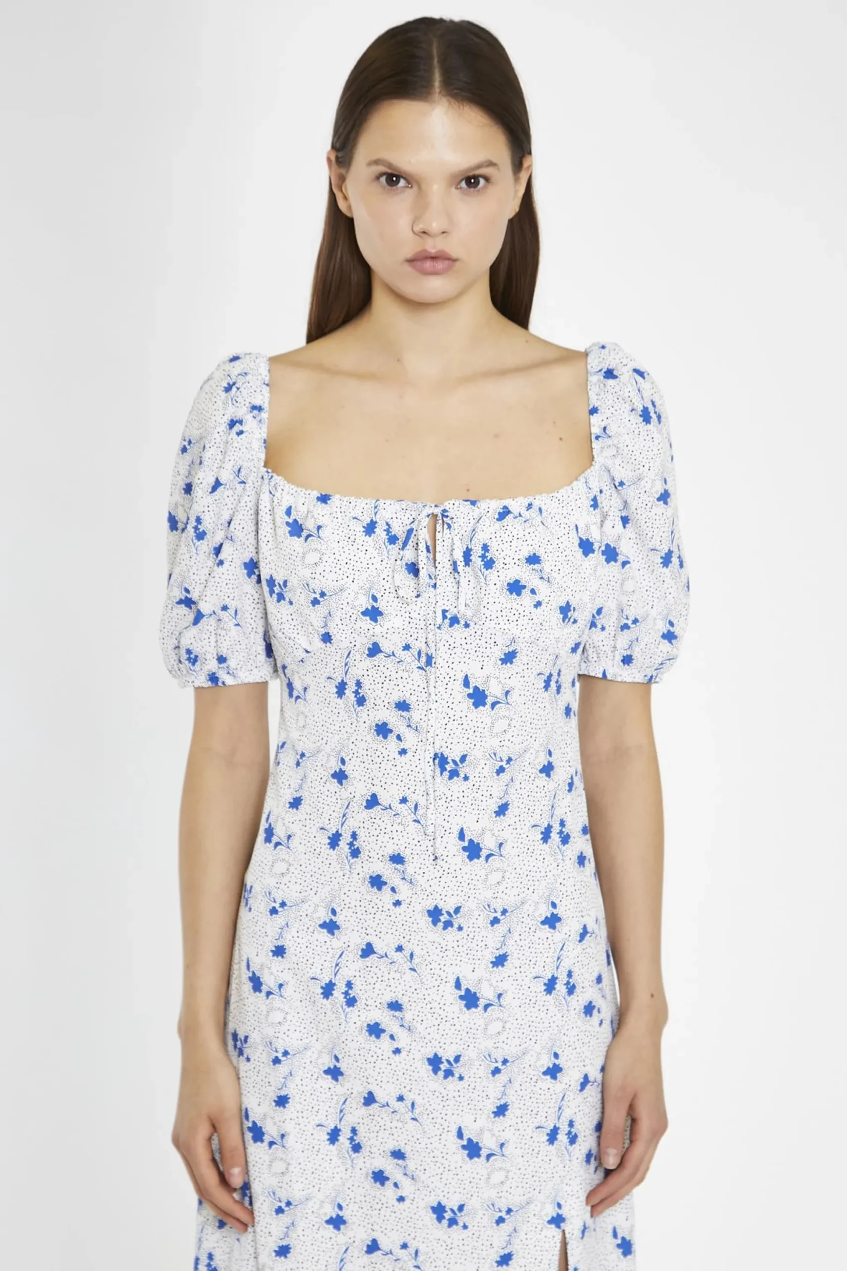 Glamorous Day Dresses|Midi & Midaxi Dresses|Blue Dot Vintage Floral Milkmaid Midi-Dress -